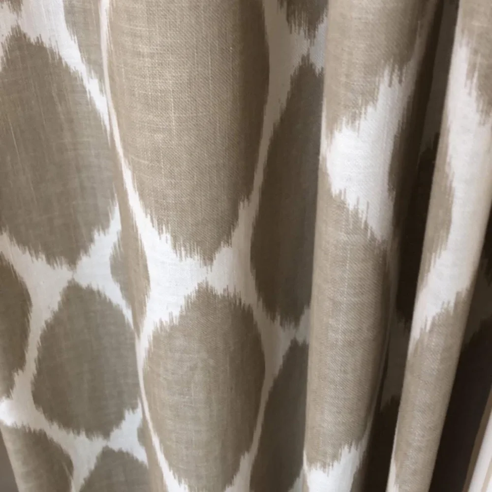 West Elm Geometric Patterned curtain panels- Taupe and White